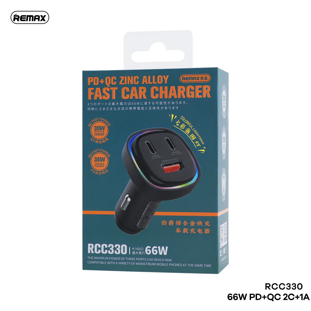 Remax RCC330 Earl Series 66W PD+QC Fast Car Charger Remax RCC330 Earl Series 66W PD+QC Fast Car Charger